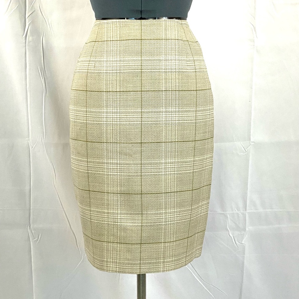 Lloyd olive/cream plaid pencil skirt 6 559